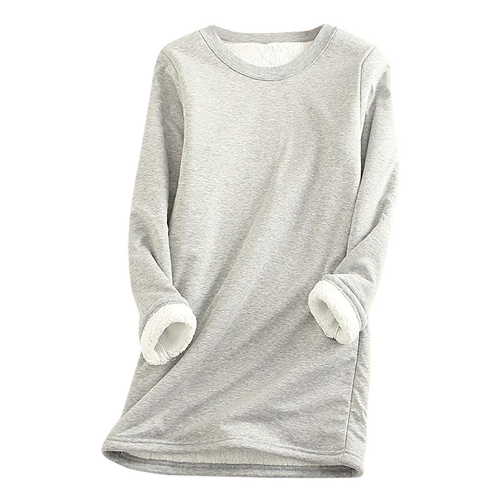 Felpa invernale da donna in caldo pile Sherpas foderato girocollo pullover loungewear tuniche top manica lunga sherpa foderato tuniche top, u, M