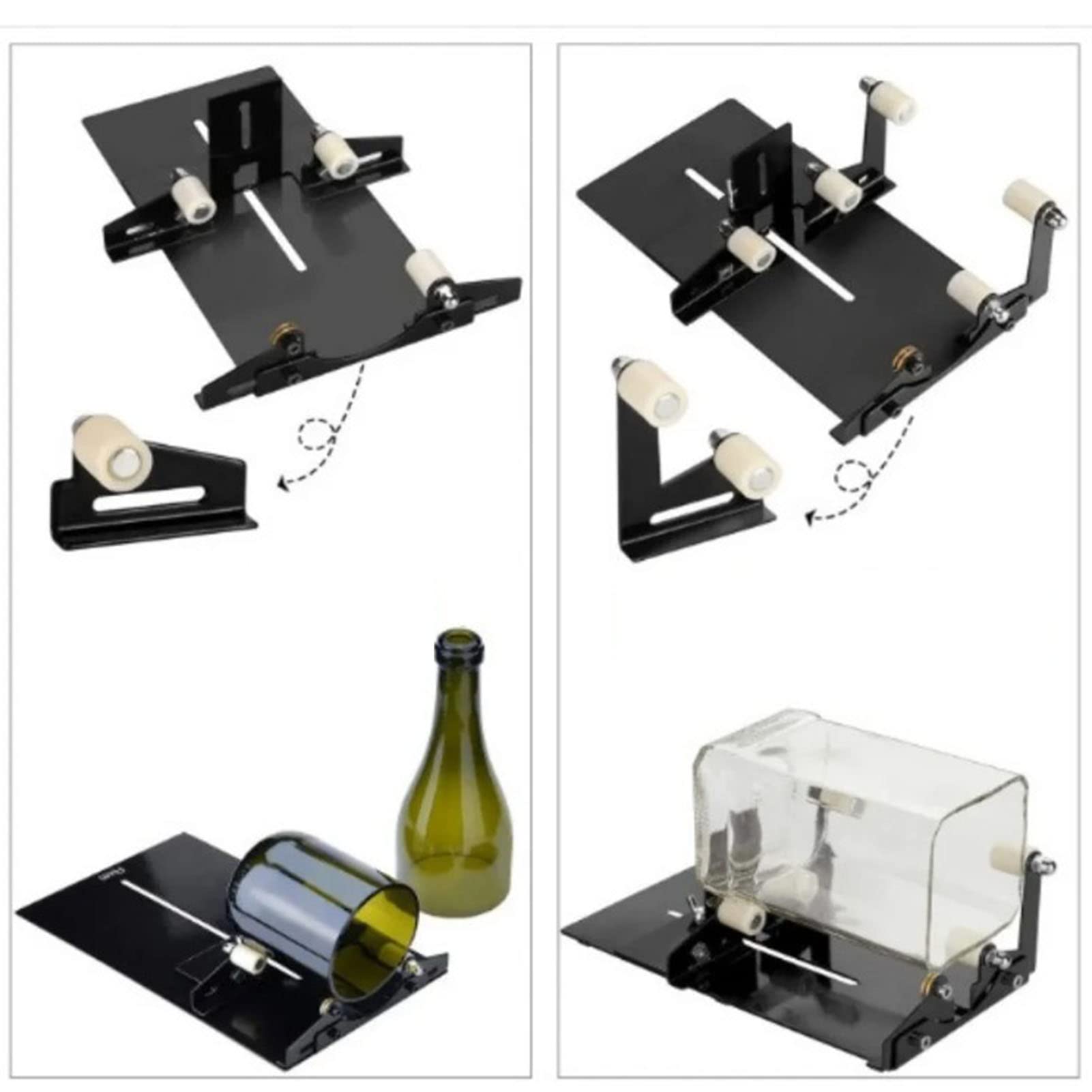 Glazen flessensnijder, glassnijder Kit, vierkante ronde flessnijmachine, voor het snijden van wijnfles of potten, instelbereik diameter 1,2 cm -2,4 inch, lengte 6,6 cm -6,3 cm