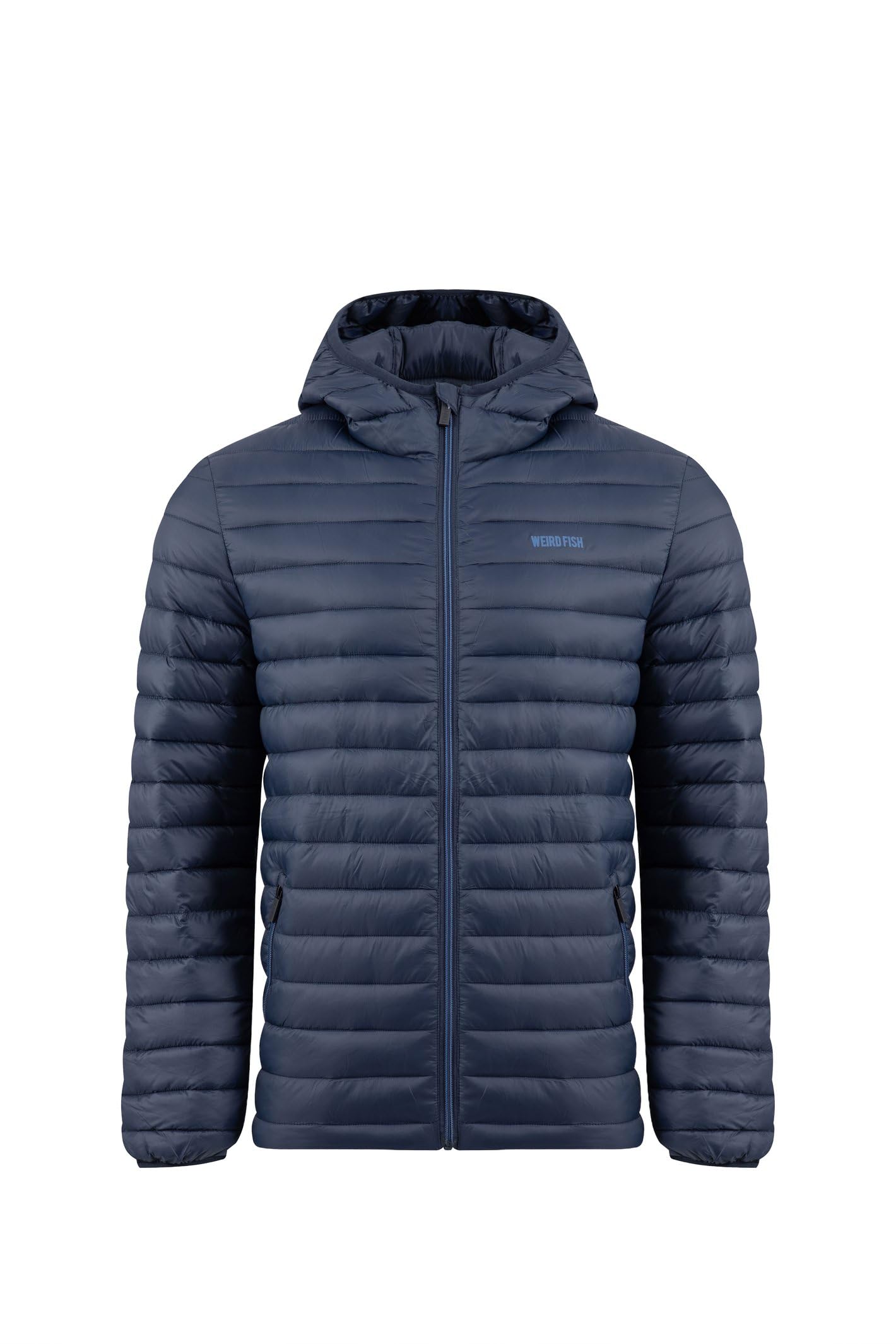 Weird Fish Men's Navy Flete Lightweight Showerproof Padded Hooded Jacket Size L