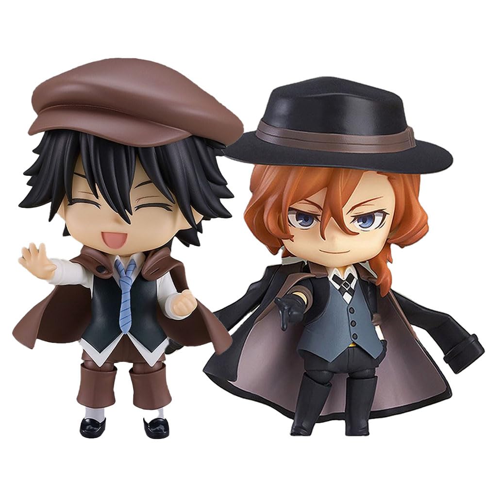 2pcs Bungo Stray Dogs Figures Ranpo Edogawa Nakahara Chuuya Movable Action Figure 10cm Interchangeable Parts Statue Desktop Collectibles Gift