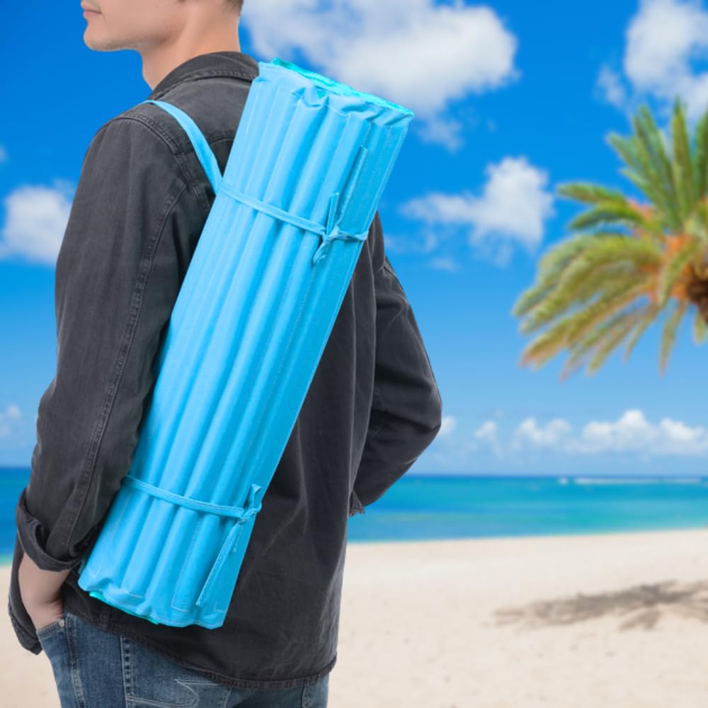 Paluplus Materassino da Spiaggia Arrotolabile, Misura 180x60 cm, Stuoia con Imbottitura Isolante, Lettino con Tracolla per Mare, Campeggio, Escursioni, Picnic, Giardino -8383C
