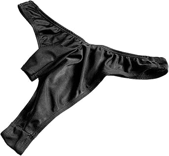 Sexy Mens Nylon Bikini Thong Underwear Elephant Nose Pouch T-Back Soft Slim Open Front G-String Tangas Undies One Size,Black