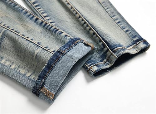 HWYBHT Mens Slim Biker Jeans Skinny Moto Jean