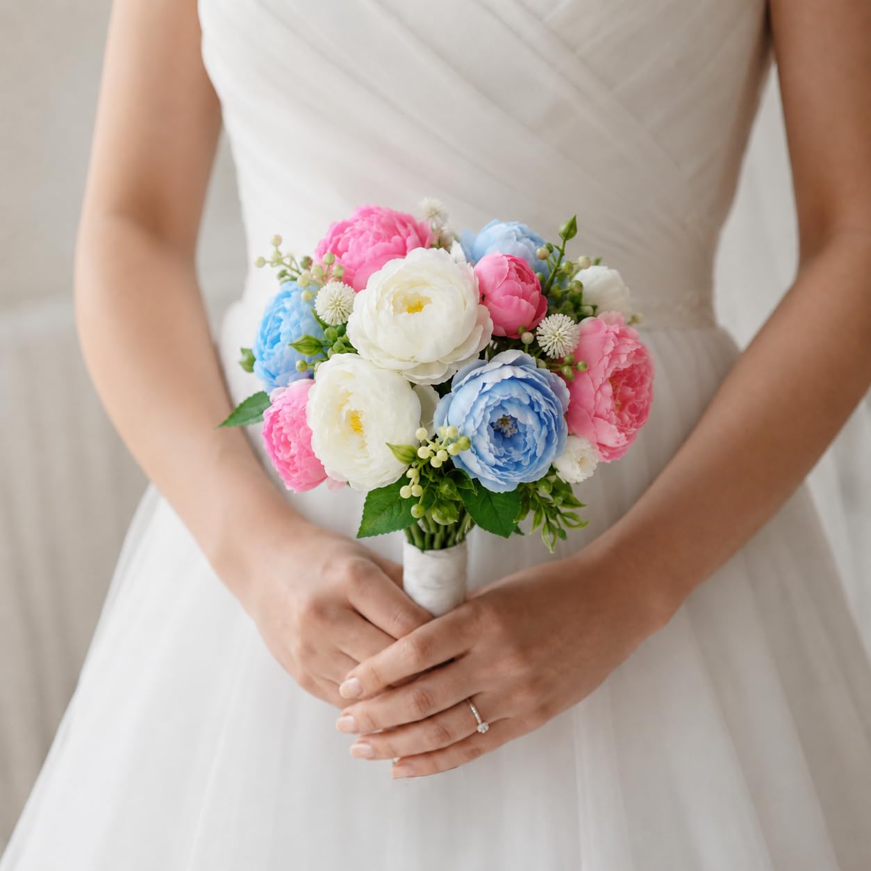 astylishhome Peony Artificial Flowers White Pink Blue Silk Fake Peony Bouquet for Home Wedding Vase Decoration F2236