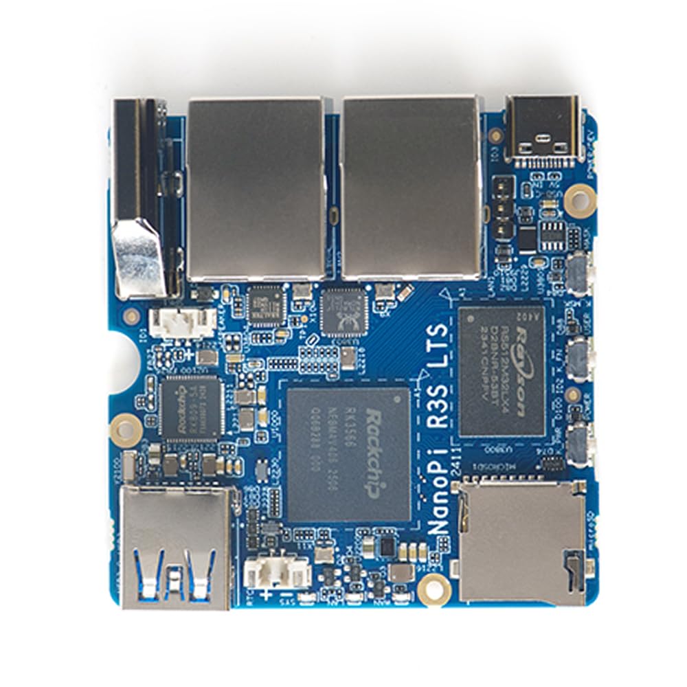 NanoPi R3S LTS Dual-Gbps Ethernet Ports Router Rockchip RK3566 SoC Mini PC Board Support OpenMediaVault, OpenWrt 2GB RAM No eMMC SingleBoard with Meatal Case (2GB Ram Case Kit)