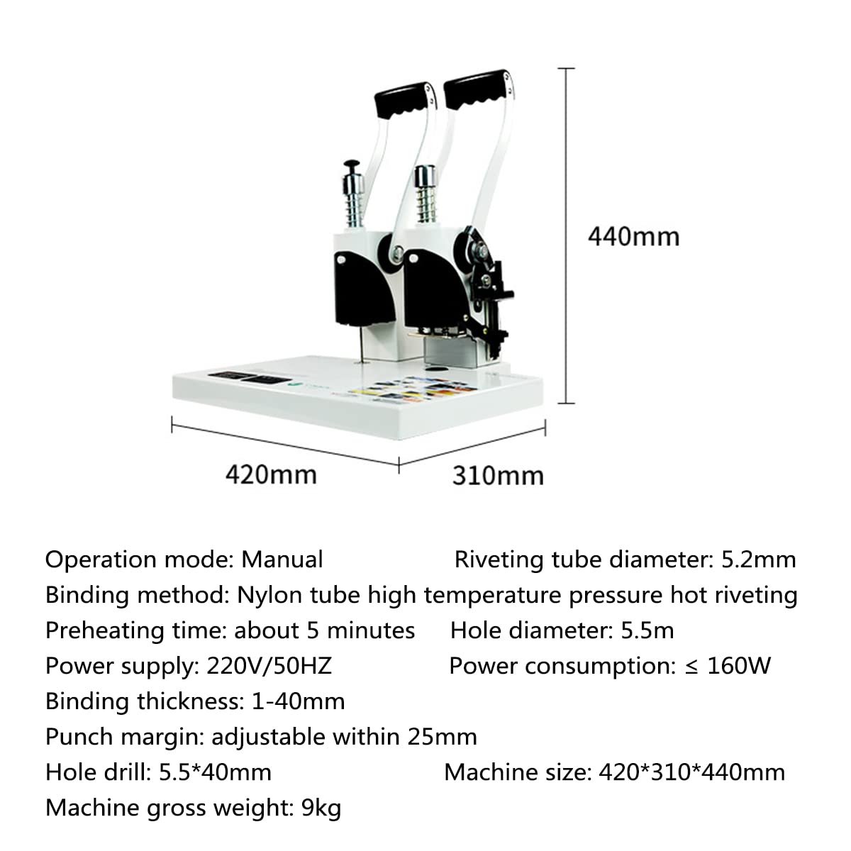 Punzonatrice Automatica a Caldo per Rilegatura per Ufficio Scolastico, Punzonatrice per Impieghi Gravosi di 40 Mm di Spessore, Macchina per La Rilegatura di Tubi per Rivettatura a Caldo