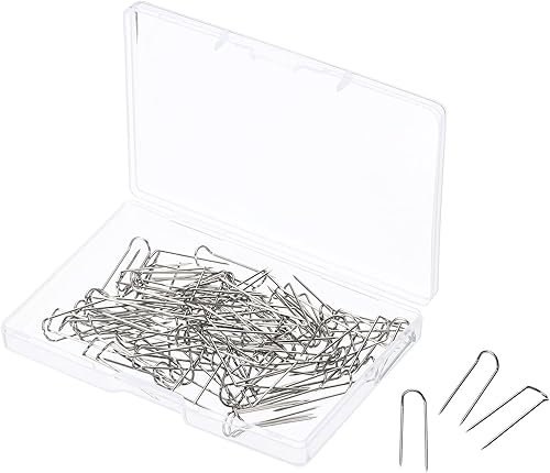PATIKIL U-Pins, paquete de 100 pines de horquilla de bloqueo de aguja de acero para costura de tela artesanal, color plateado