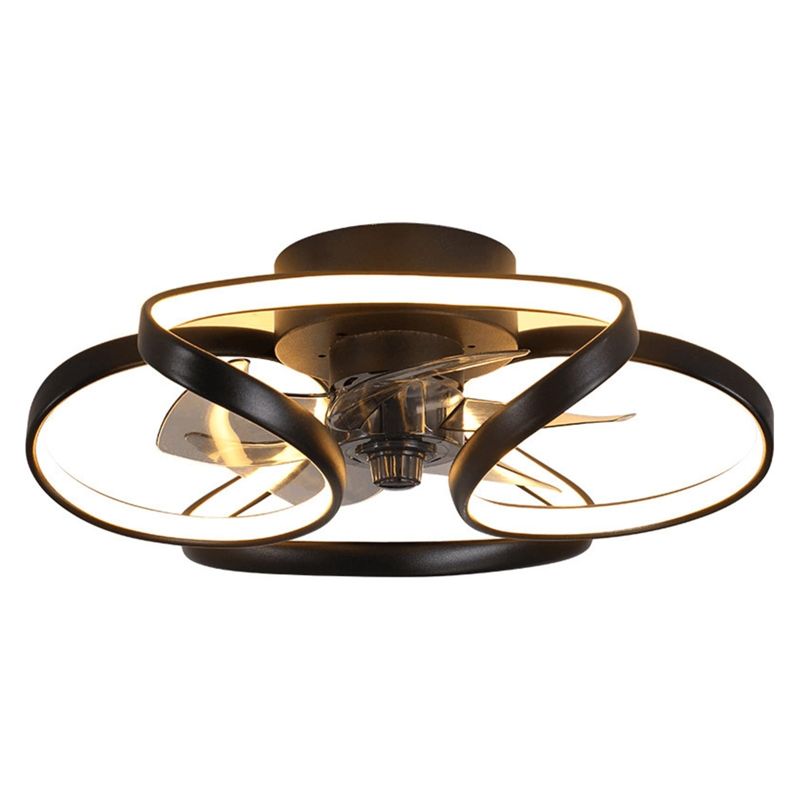 TRDEWR Led Ceiling Fans Chandelier Bedroom Living Room Nordic Macaron Invisible Fan Light APP Remote Control Ceiling Fans Good Light and Shadow Effects(Black Color 45CM)