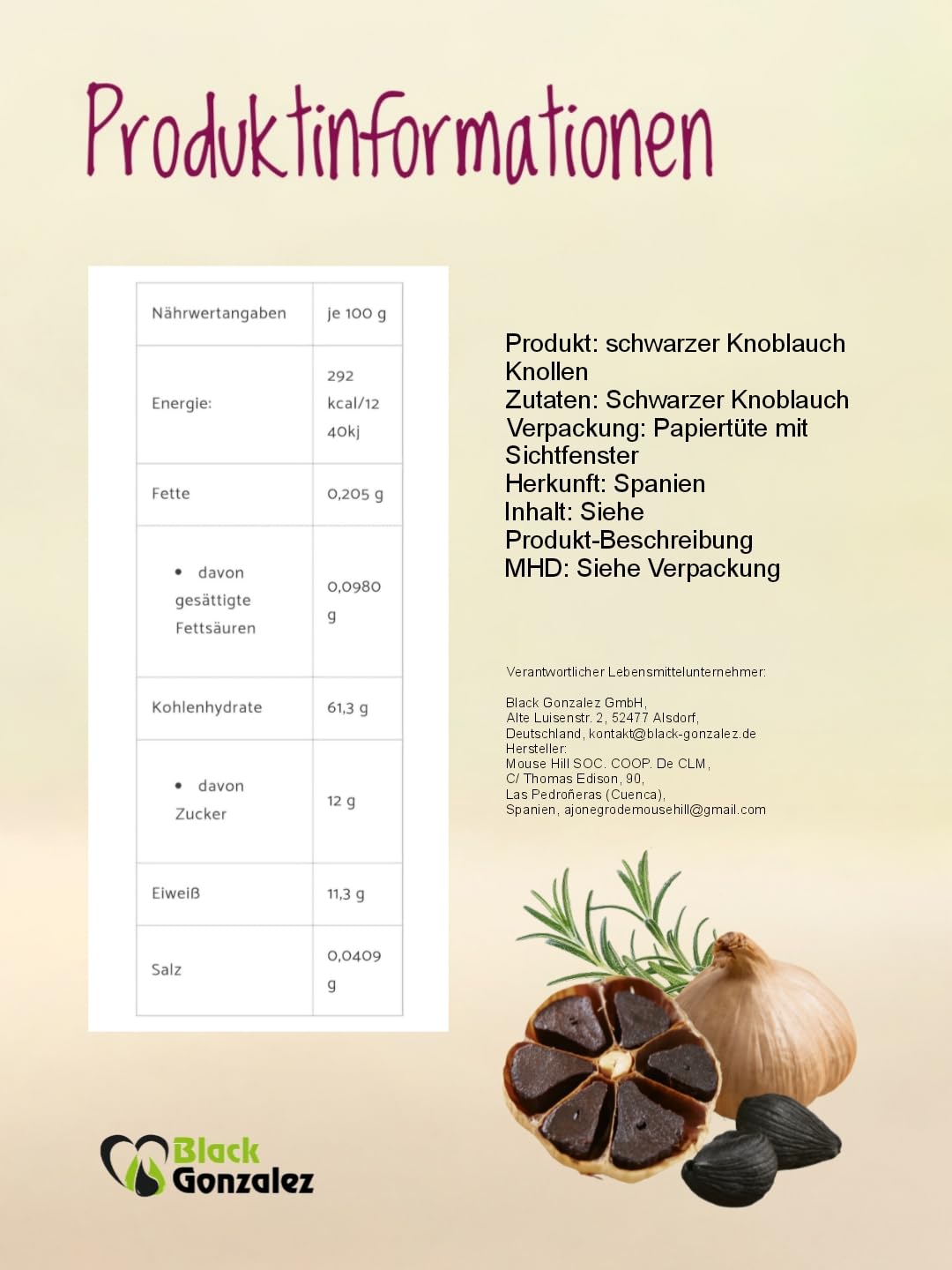Schwarzer Knoblauch aus Spanien 10 Knollen 90 Tage fermentiert ohne Zusätze