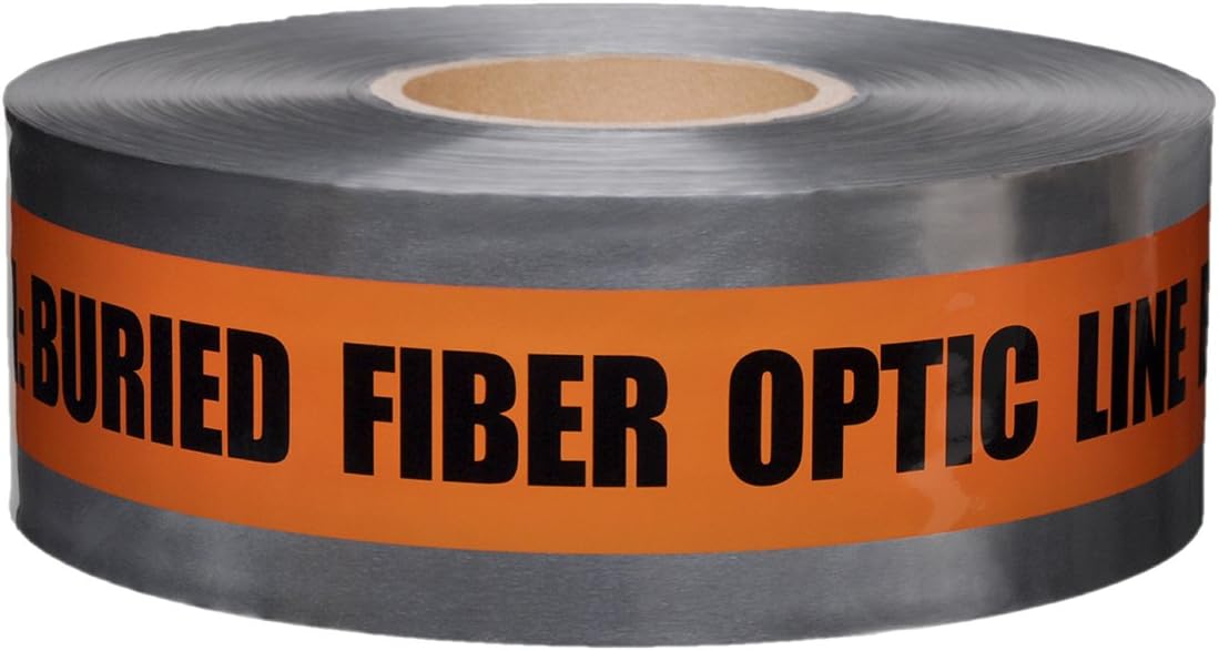 Presco Underground Detectable Warning Tape [5 mil thick]: 3 in. x 1000 ft. (Orange with Black"CAUTION BURIED FIBER OPTIC LINE BELOW" printing) : Industrial & Scientific