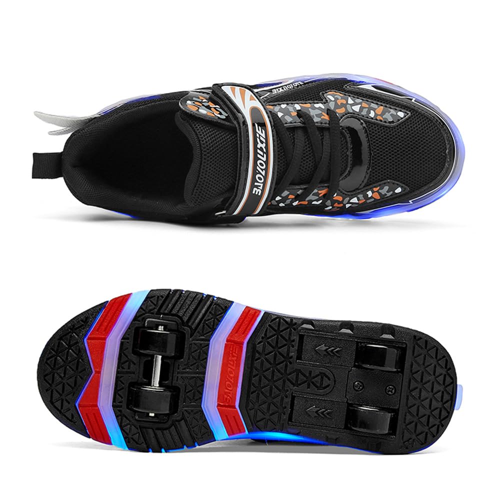 Mateju Schuhe mit Rollen für Jungen Mädchen, Kinder Rollschuhe Schuhe mit 4 Rollen, Turnschuhe Versenkbarer, Damen Herren Roller Schuhe Turnschuhe Skateboardschuhe
