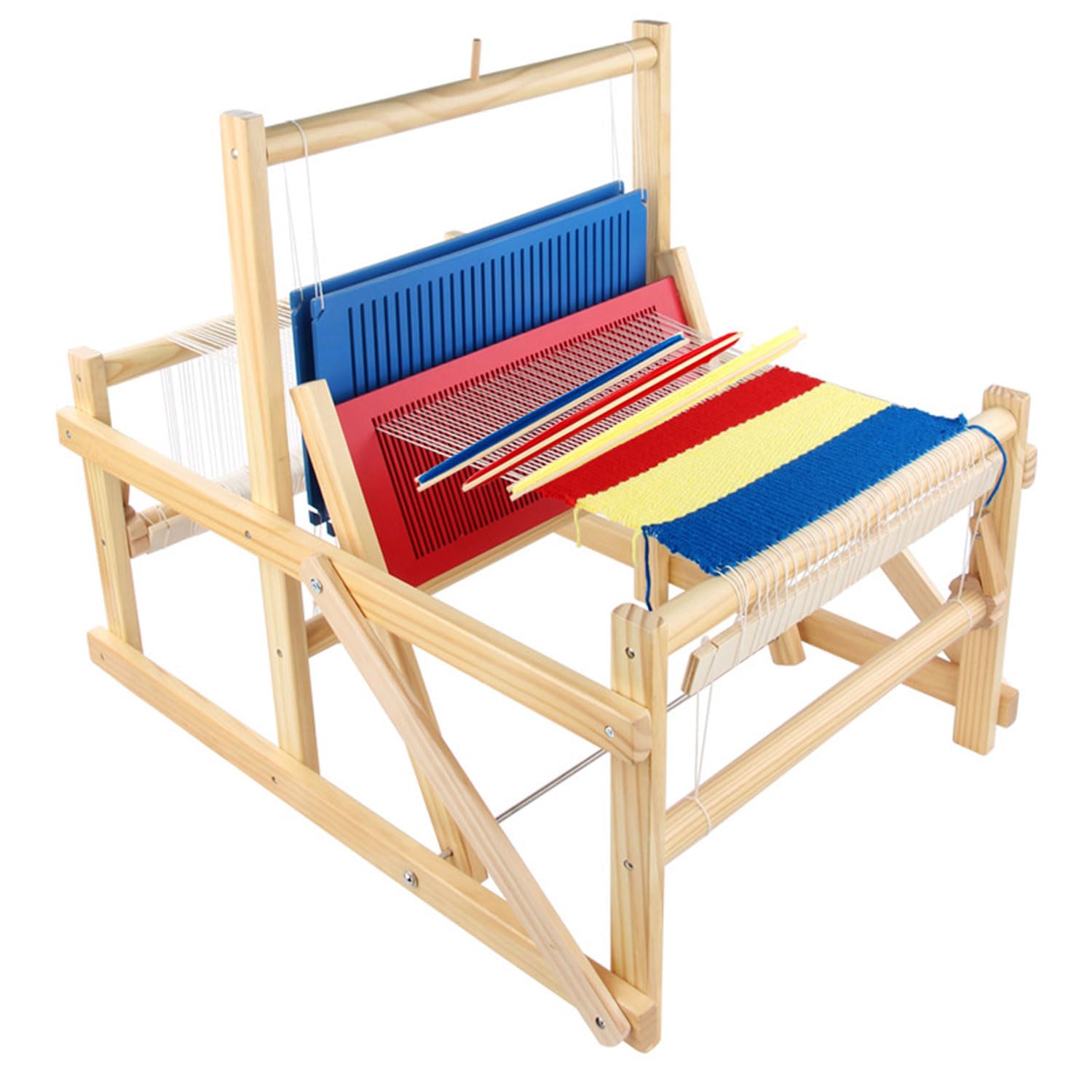 Telaio per Tessitura in Legno, Macchina per Maglieria in Lana Fatta a Mano Fai-da-Te con 3 Pettini, Telai per Arazzi, Set Artistico per Telaio per Tessitura Multi-Artigianato, per Bambini