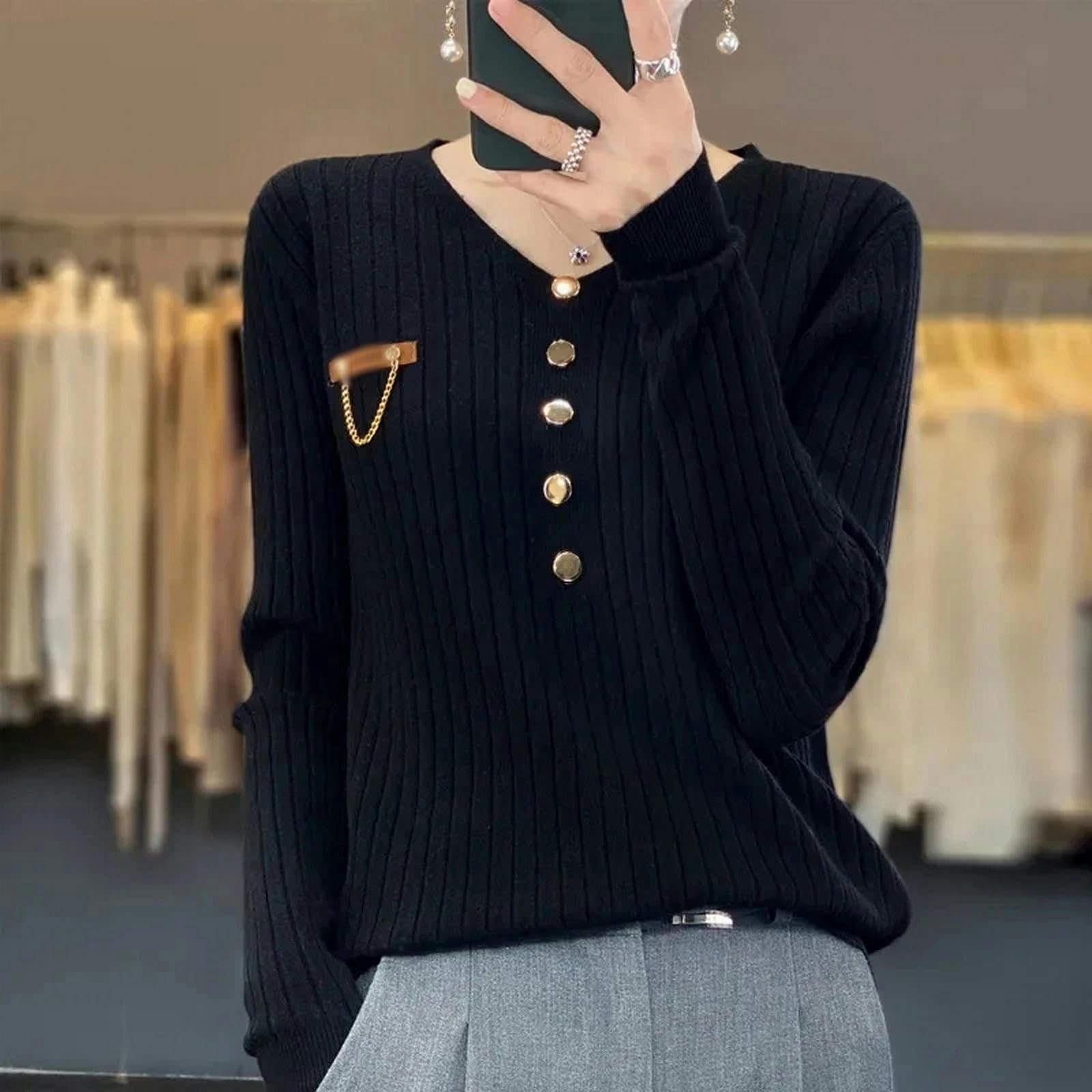 Sweter dla kobiet swetry damskie wiosna jesień dekolt w serek dzianinowe swetry luźna koszula sweter jednolity sweter