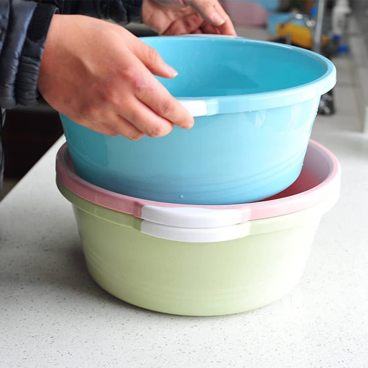 CLISPEED 2 Pezzi Bacino in Plastica Rosa per Lavare i Piedi e Viso, Multifunzione senza Odore, Materiale Pp Resistente per Bagno e Cucina