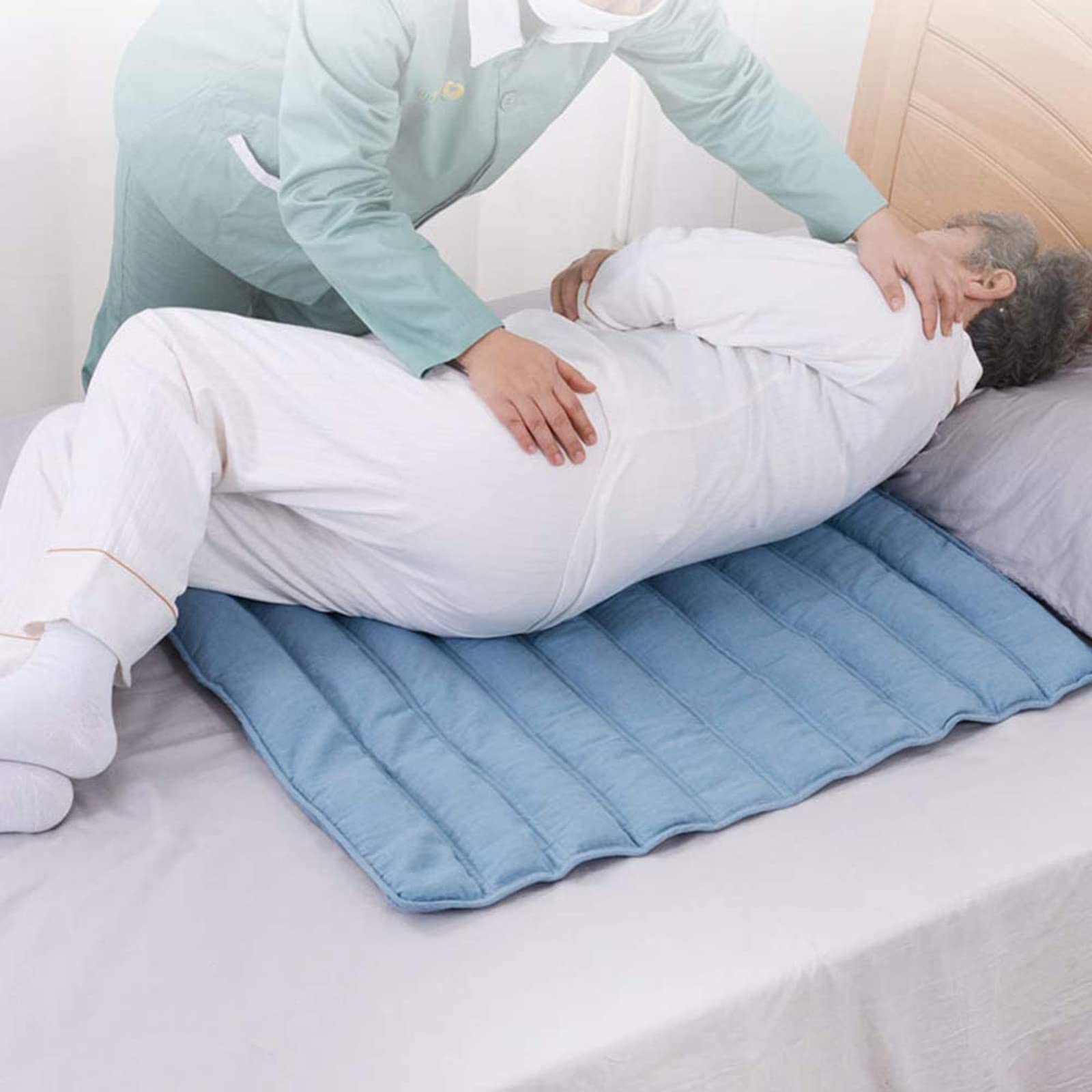 Colchón de Aire antiescaras para el Cuidado del Paciente, para Dolor de Espalda y glúteos, reclinable, con Tiras de Gamuza de Media Longitud, ayudas
