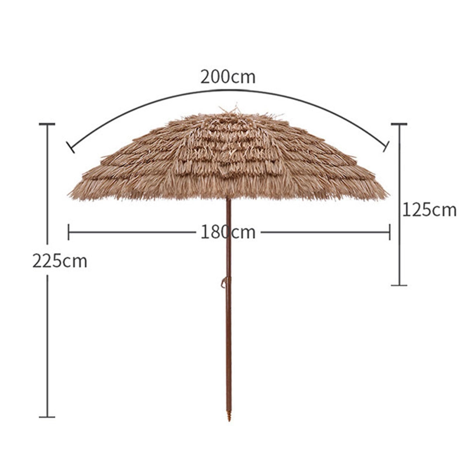 Parasol kempingowy na plażę, parasol z imitacji trawy, łatwy do przenoszenia, parasol kryty strzechą na kwatery prywatne, 160 * 190 cm.