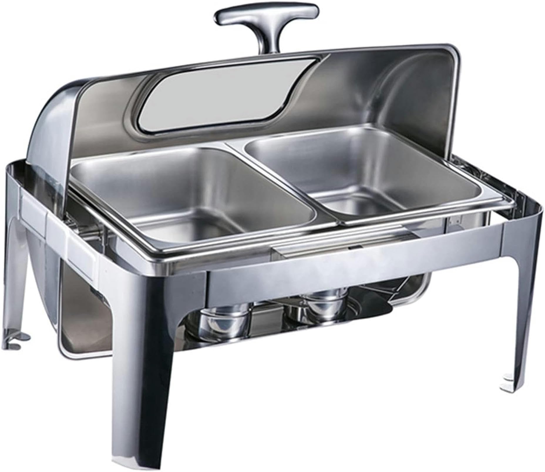 Plateau isolant pour restauration - Plaque chauffante en acier inoxydable - Buffet Rs et chauffages - Ensemble de buffet chaud en acier inoxydable avec couvercle en verre - Perforatrice - Double 9 L