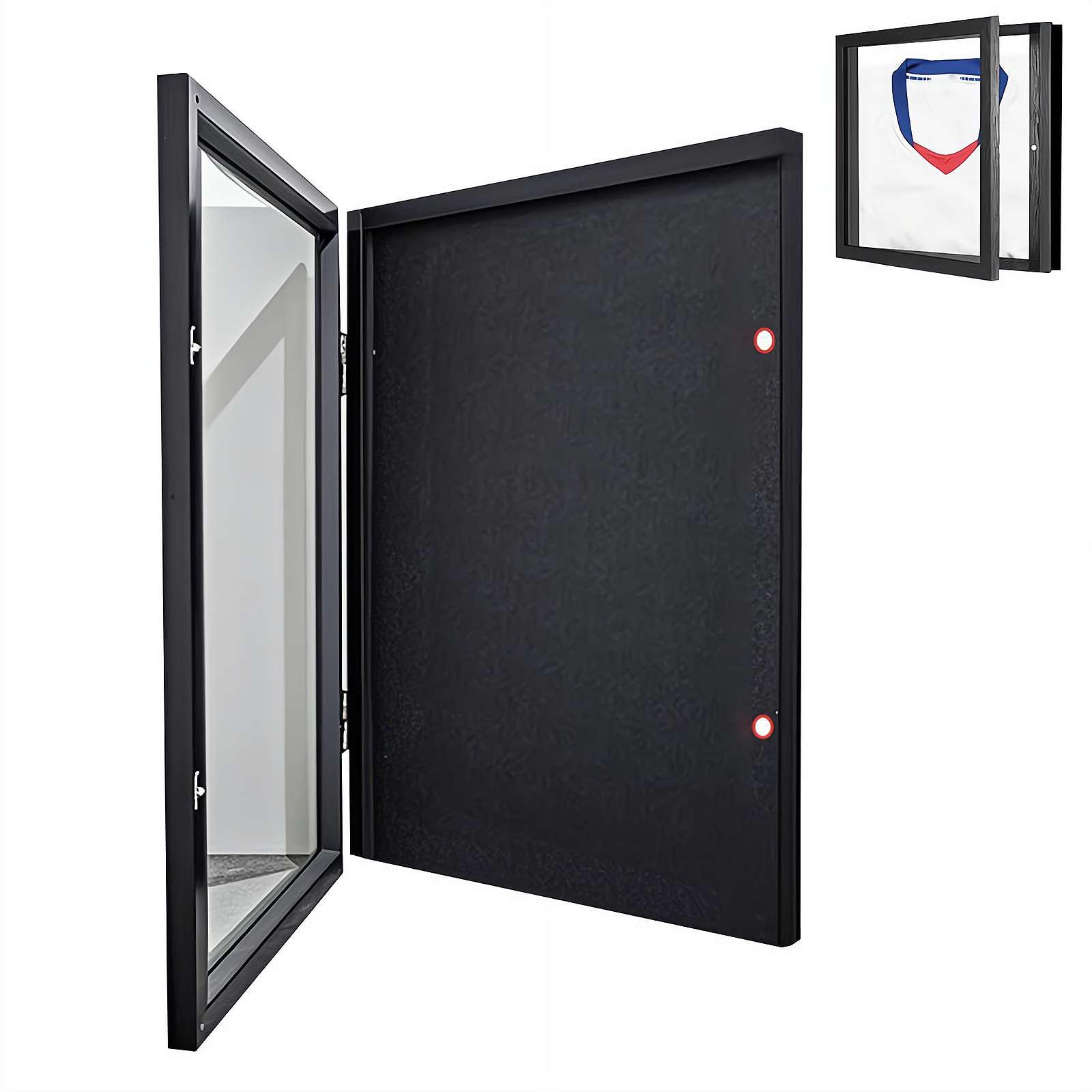 Cornice in legno per magliette, con copertura in acrilico con protezione UV, per baseball, basket, calcio, hockey, maglietta sportiva e uniforme