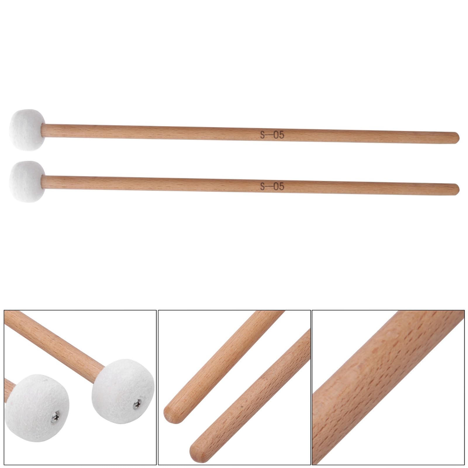 Drum Mallets Sticks 2Pet Mallet Percussion Drum Mallet Hammer fieltro blanco Timpani - Accesorios para instrumentos musicales