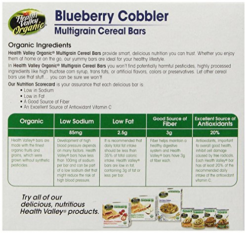 Health Valley Organic Multigrain Cereal Bars, Blueberry Cobbler, 6 Count (Pack of 6)