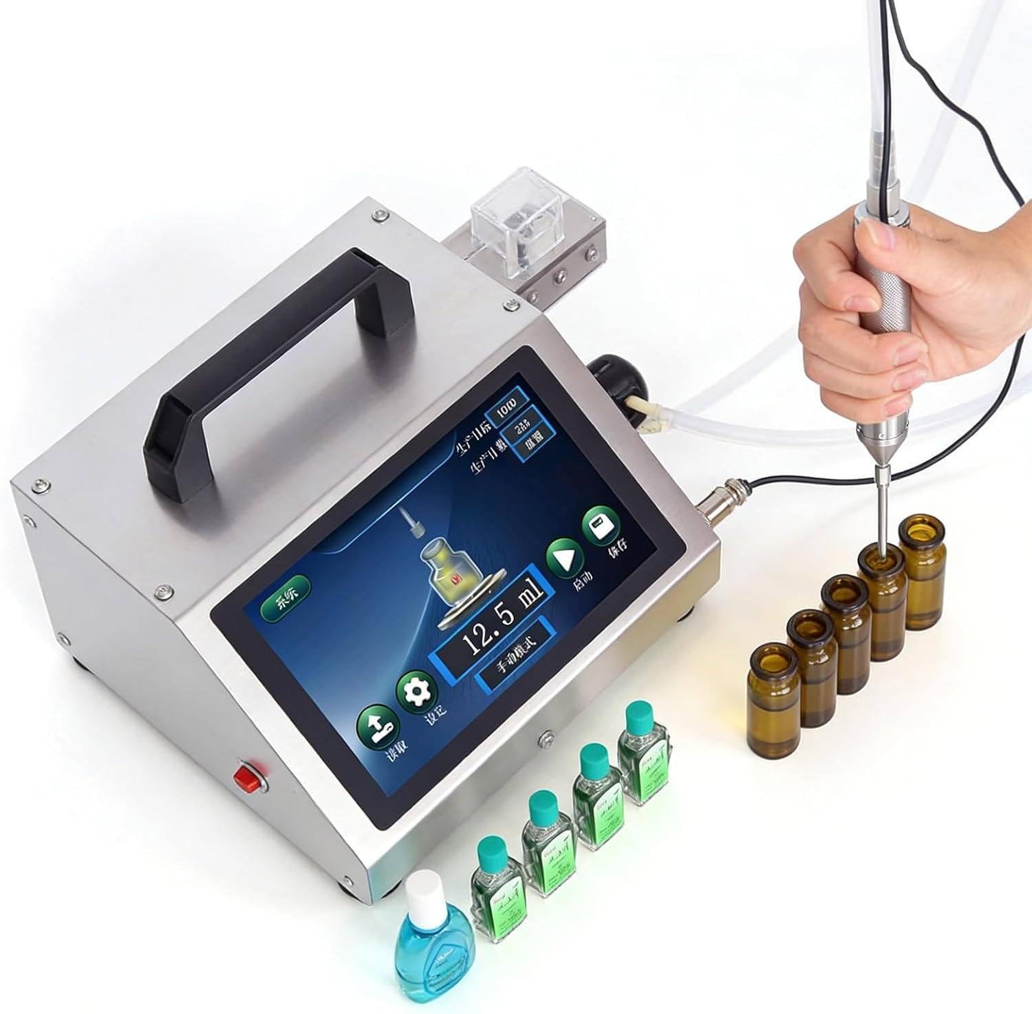 Liquid Filling Machine（1-100ml）, Automatic Bottle Filler And Liquid Dispenser Supports 1mm Needle Filling For Narrow-Neck Bottles, Built-In 316 Stainless Steel Magnetic Pump Corrosive Liquids 1370