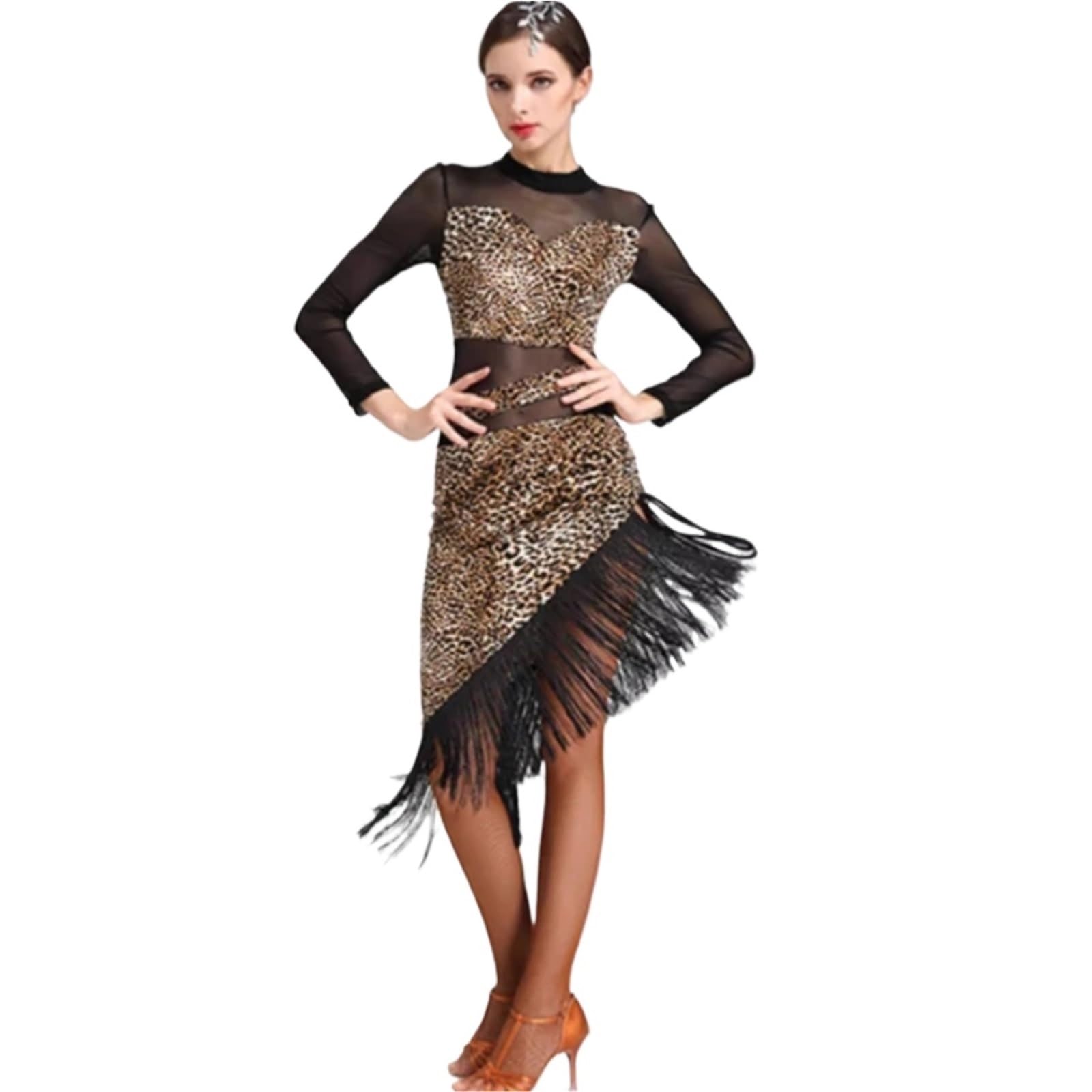 Donna Vestito Latino Americano Abito da Ballo Latino Nappa Costume da Allenamento for Donna Rumba per Spettacoli