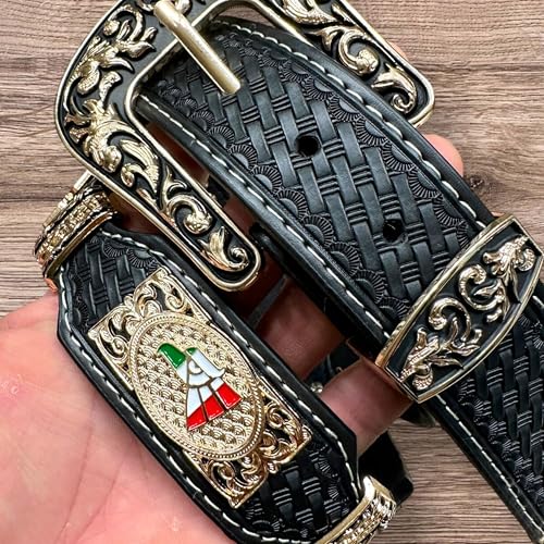 Leather Western Belts For Men Hecho En Mexico Concho High End Tooled Rodeo Mens Belt Hand Crafted Mexico2