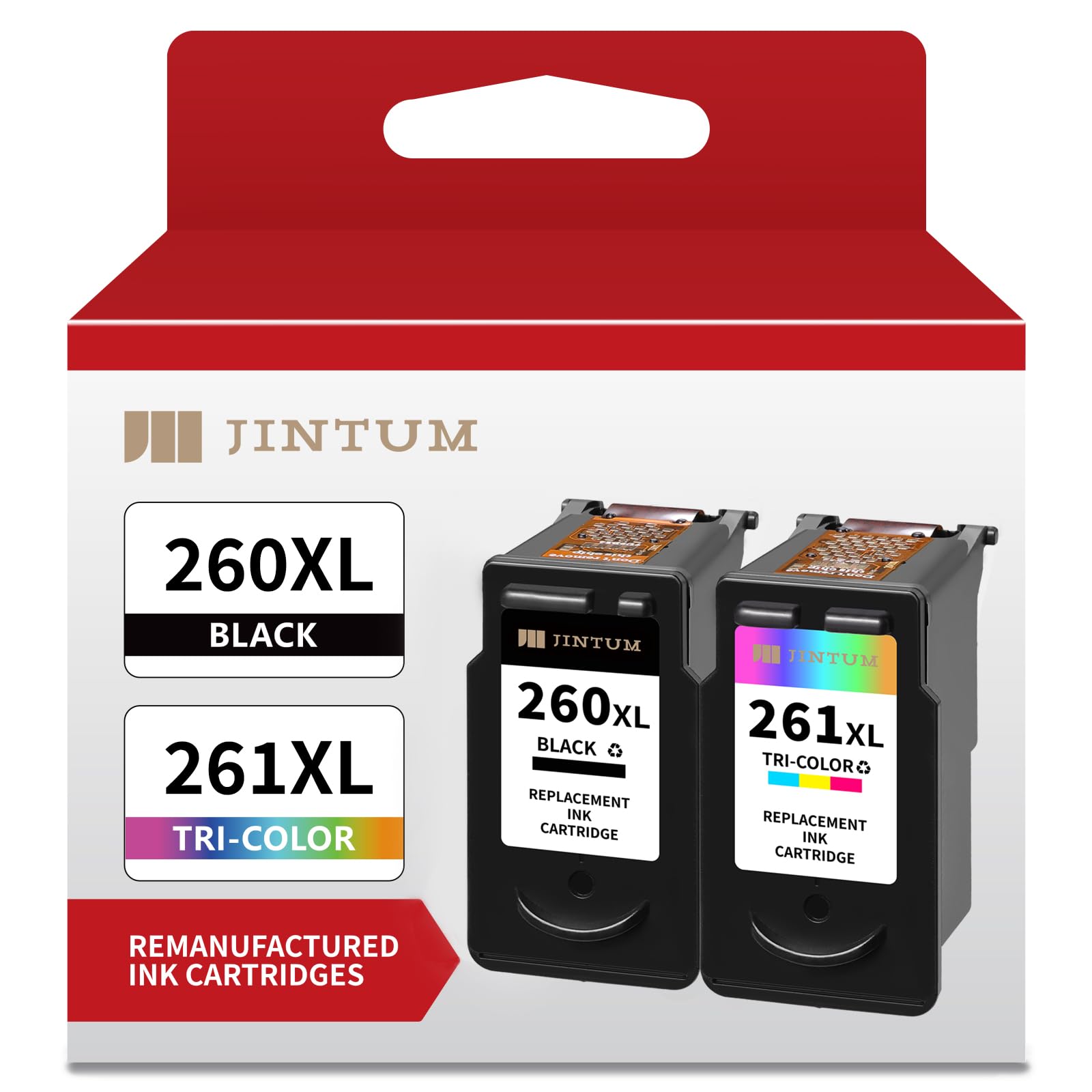 JINTUM Regenerowany wkład atramentowy 260 i 261 do Canon Canon 260XL i 261XL wkłady atramentowe do Canon TS6420a TS6420 TR7020a TR7020 TS3520 tusz do drukarki (1 czarny, 1 trójkolorowy)