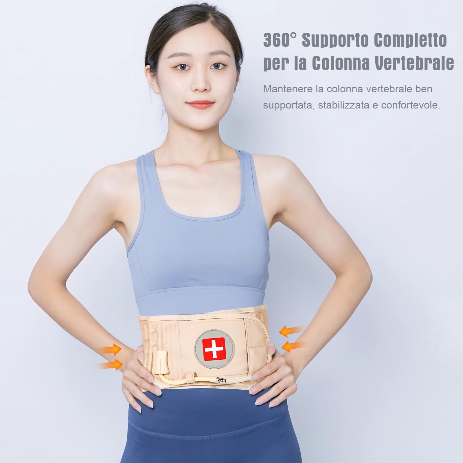 Cintura di Supporto Lombare, Cintura Lombare Gonfiabile per Decompressione Vertebrale, Sollievo dal Dolore per Sciatica e Mal di Schiena, Adatta per Uomini e Donne