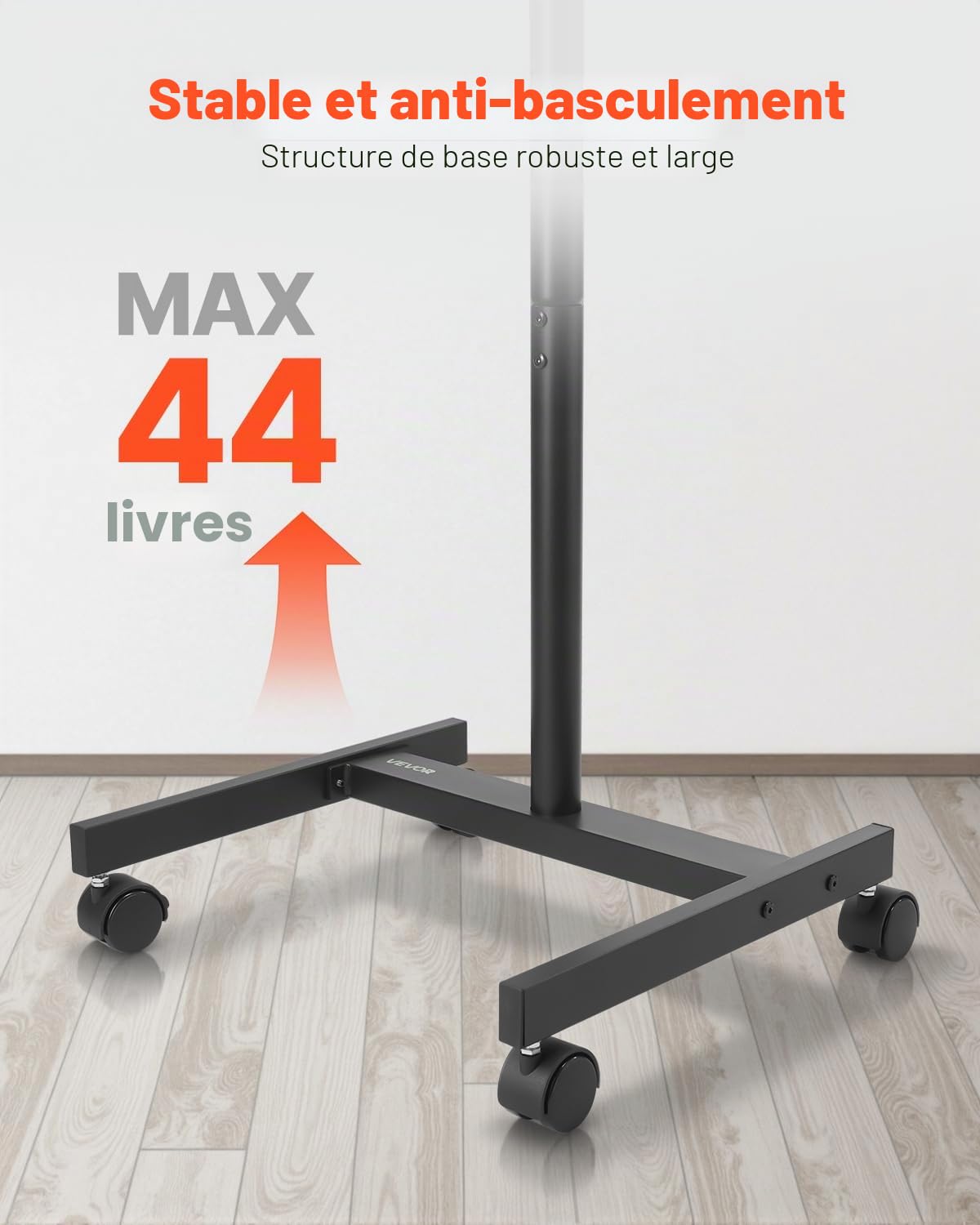 VEVOR Support TV à roulettes, pour téléviseurs/LED/LCD/OLED de 431,8 à 1397 mm, Chariot TV Mobile, jusqu'à 20 kg, Support télé sur Pied Portable, Max. VESA 200 x 200 mm, pour Salon, Bureau, extérieur