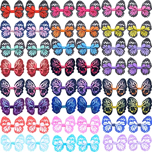 48PCS Multi-colored Dog Bows Hair Clips Pet Hair Clips Butterfly Hair Grooming Top Knots Pet Hair Bows Hair Accessories…