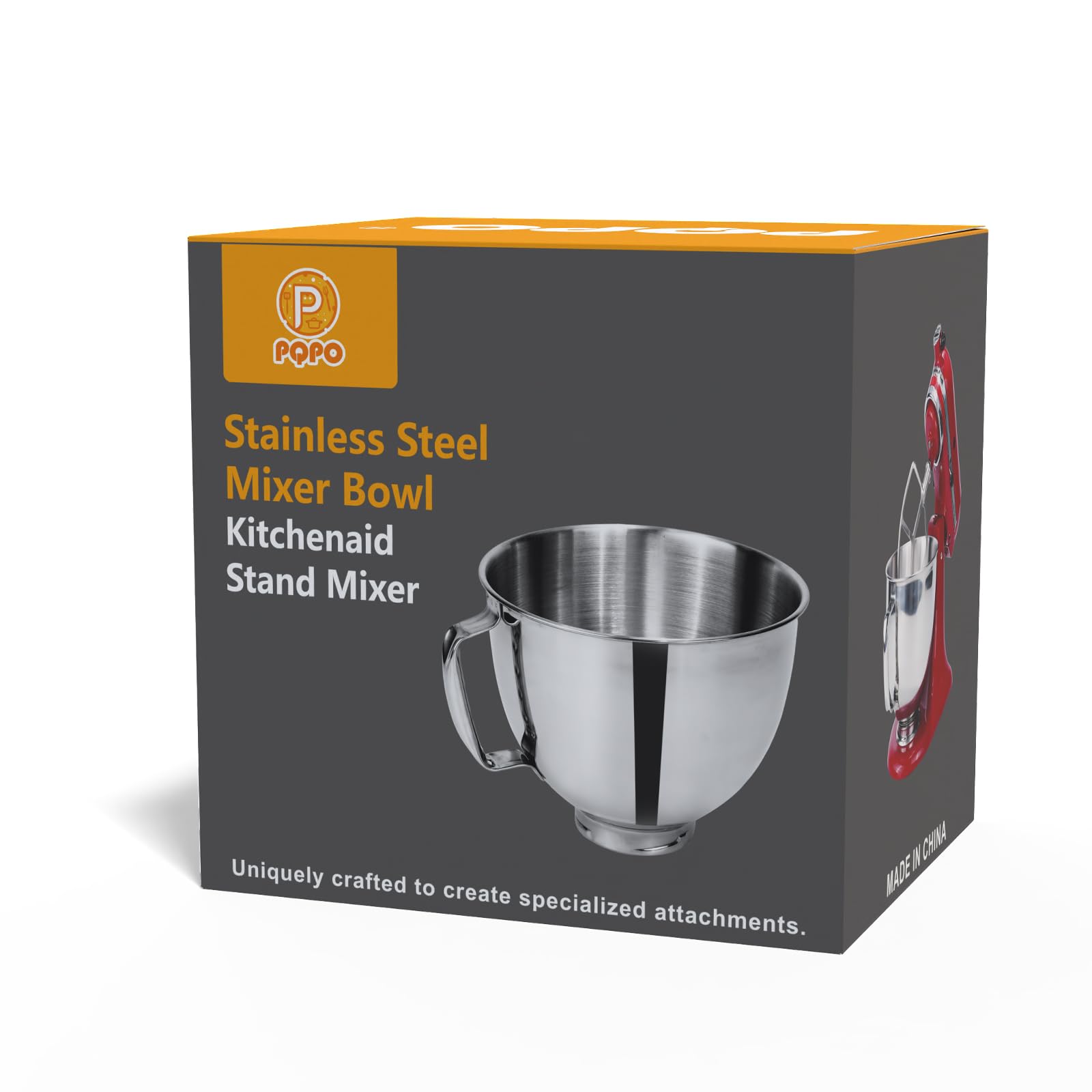 Bol mélangeur en acier inoxydable compatible avec les batteurs sur socle Kitchen Aid de 4,5 et 5 litres