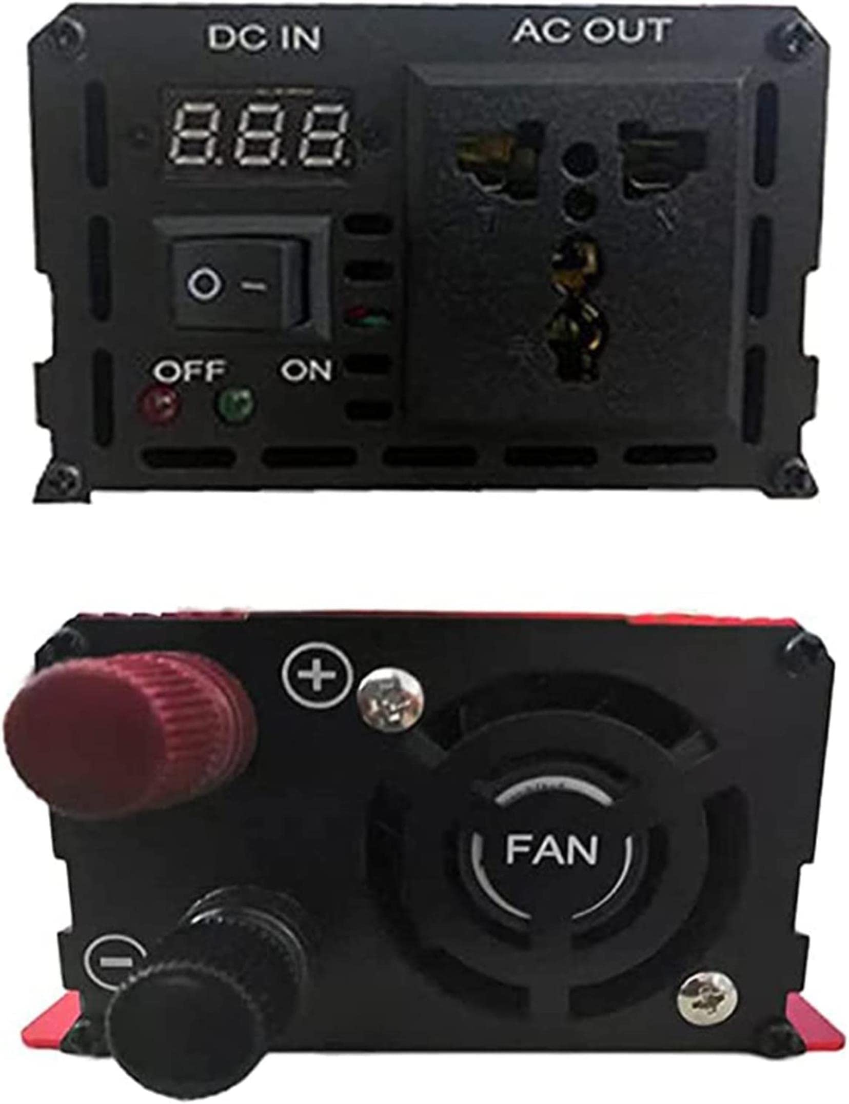 AMNOOL Inverter a Onda Sinusoidale Pura1600w 2200w 3000w, Convertitore di Tensione CC 12v/24v/48v/60v a Ca 110v 220v con Display Digitale E Prese, per TV, Frigorifero,1600W-12Vto110V