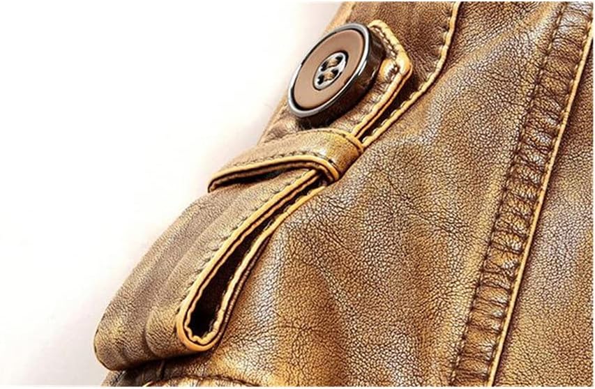 KEHAIOO Men's Winter Warm Biker Leather Jackets Fleeced Motorcycle Faux Leather Coats Stand Collar Plus Size