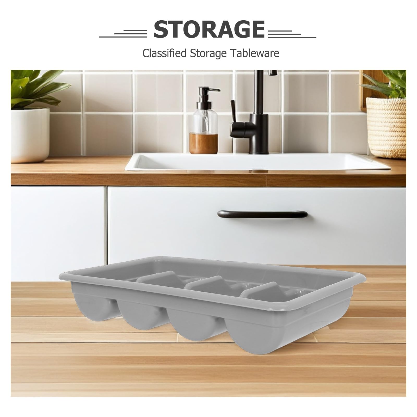 IMIKEYA Scatola Portaposate in Plastica a 4 Scomparti per Cucina