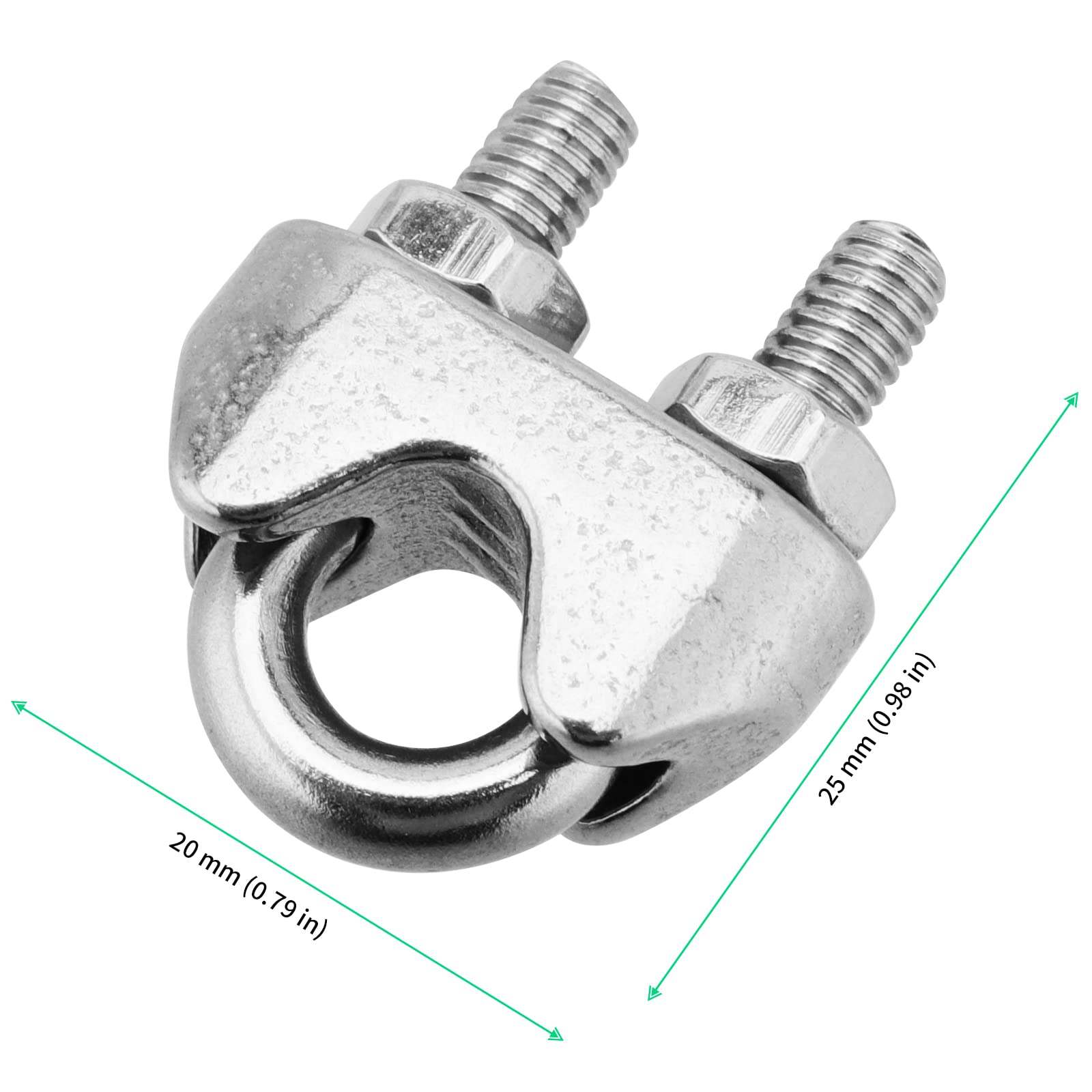 FUNSUEI 30 PCS 3/16 Inch Wire Rope Clamp Clip, M4 Stainless Steel Wire - View #3