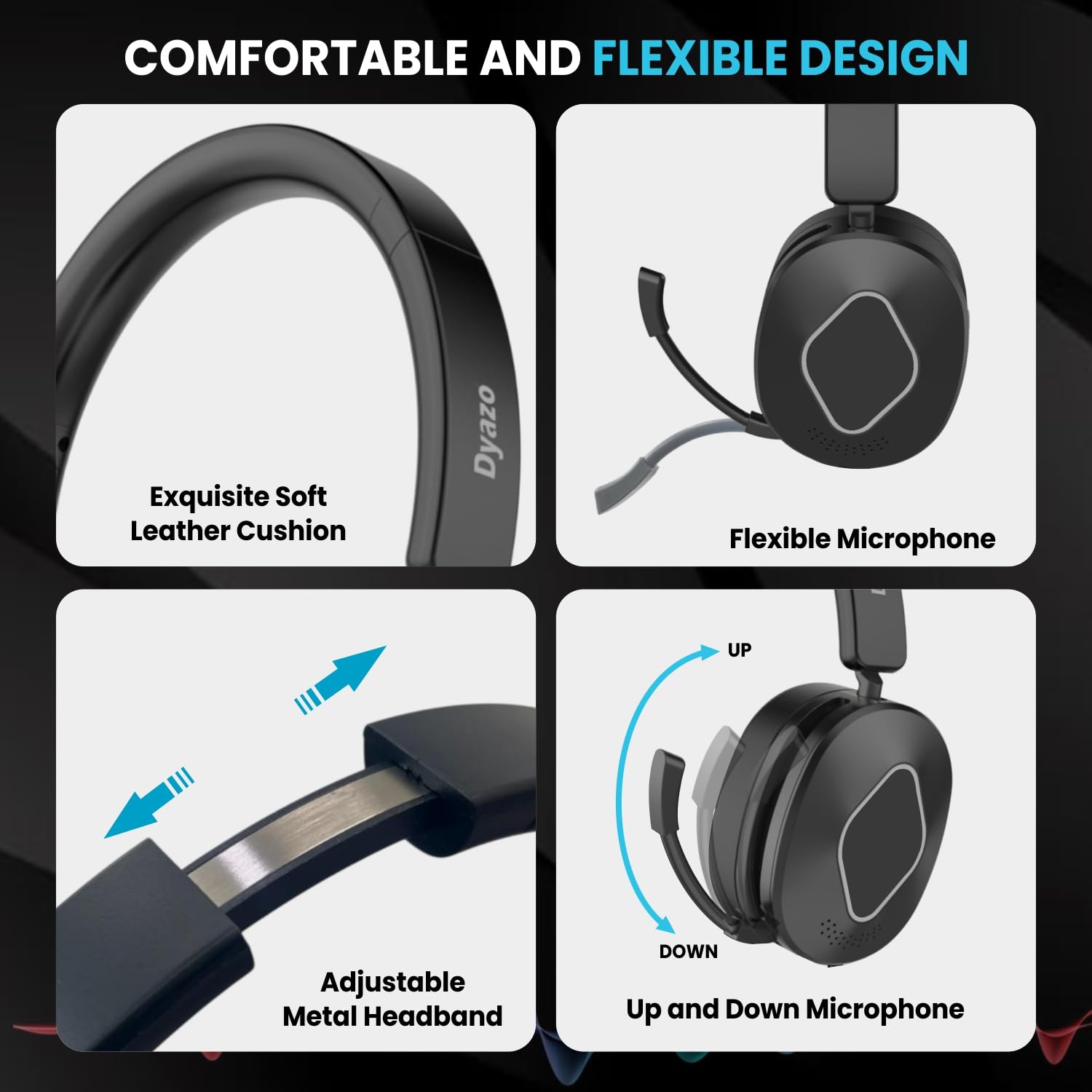 Dyazo Wired Headset with Microphone | Active & Environmental Noise Cancellation | 3-in-1 USB, Type-C & 3.5mm Connectivity | in-Line Controls | On-Ear Headphones for PC, Mobile Phone & Laptop (Black) — Amazon image 5