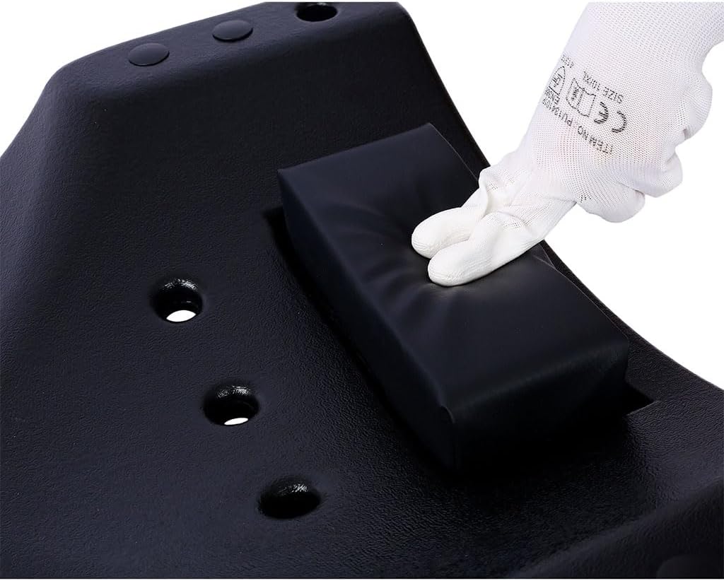 48" Plastic Creeper, Blow Molded Ergonomic HDPE Body with Padded Headrest and Dual Tool Trays, Vehicle Repair Low Profile Automotive Creeper with 6 Swivel Casters, 440 Lbs Capacity,Black
