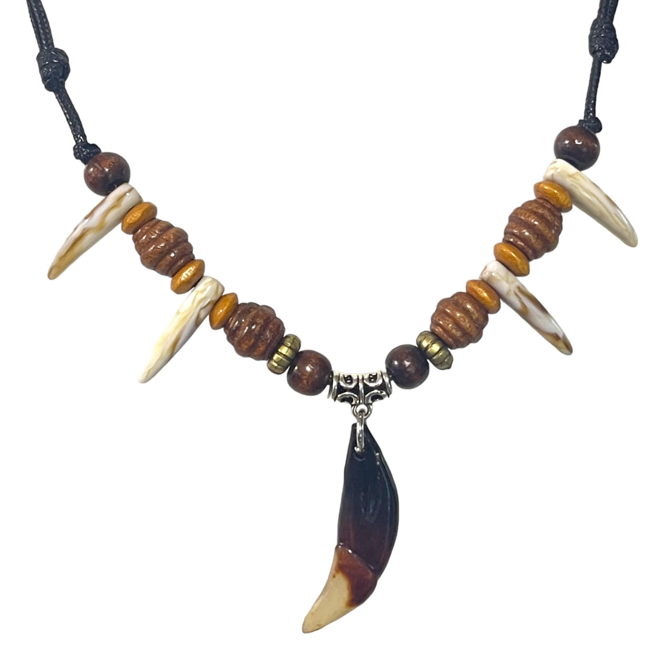 Handmadecaveman Bone Tooth Choker Necklace For Men Women Jungle