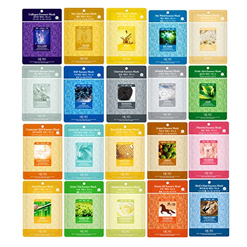 Pack of 20, The Elixir Beauty Nature Essence Collagen Full Face Facial Mask Sheet, 23ml x 20 Sheets