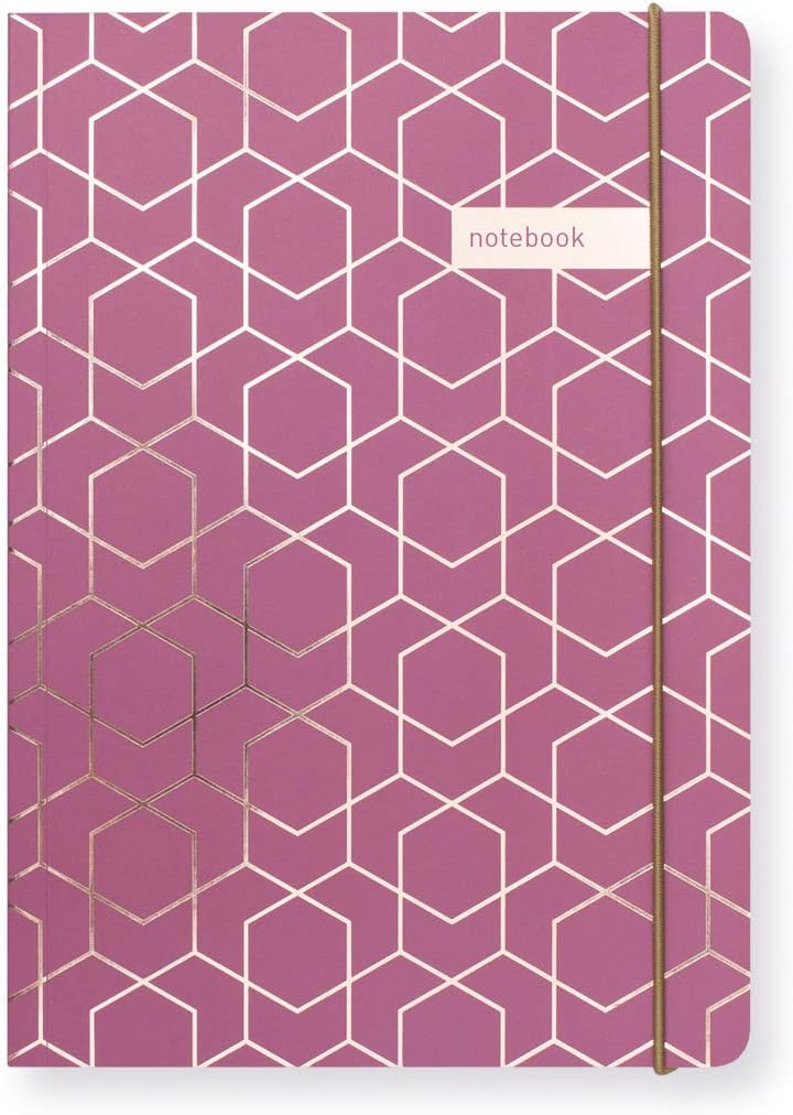 Matilda Myres A5 Lined Notebook with 192 Pages - Premium Hard Back Notebooks Lined for Journaling and Notes - Professional A5 Journal with Elastic Closure - Ideal Ruled Notebook - Plum & Rose Gold