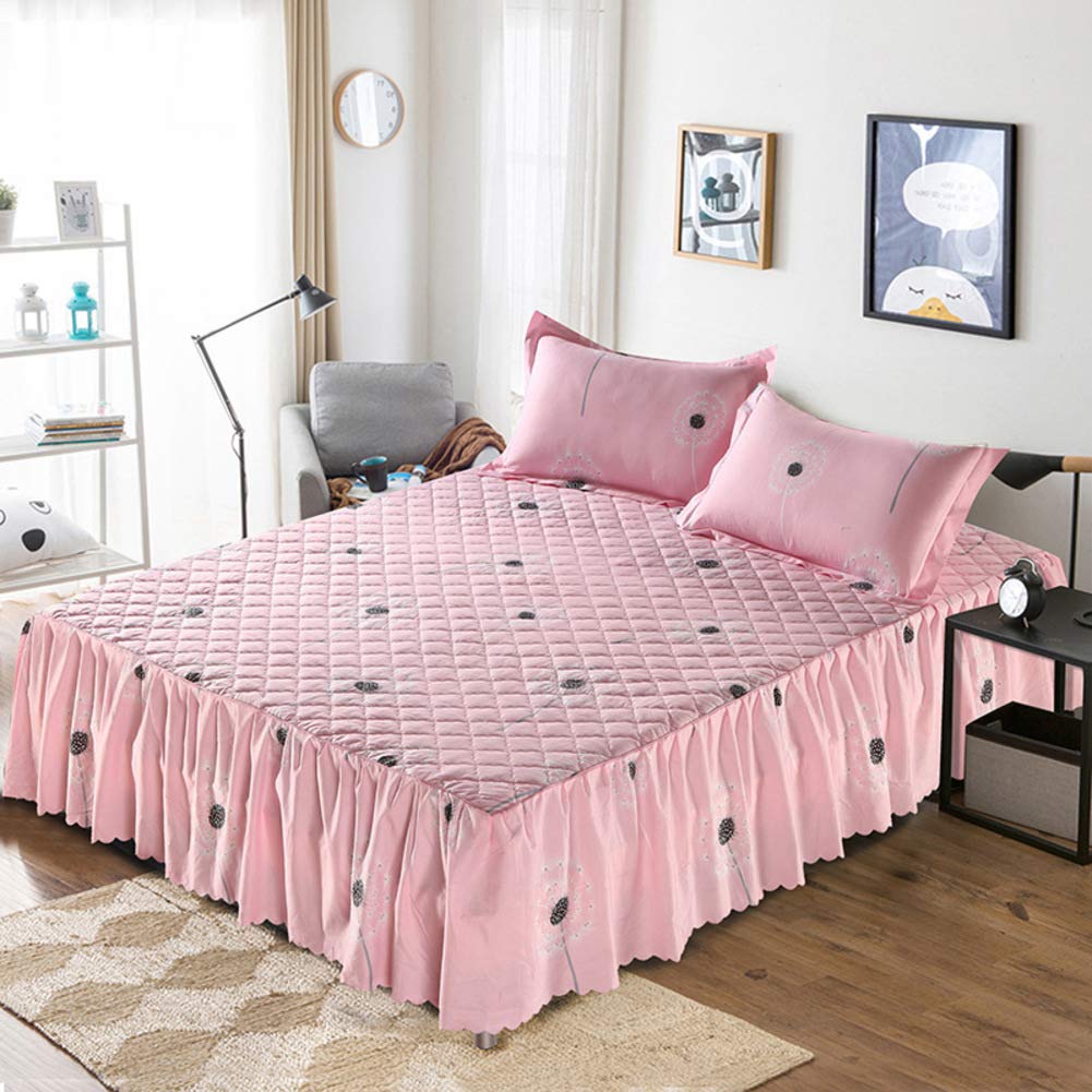 Colcha acolchada para evitar sábanas sueltas con correas fijas y falda de cama de 90x200cm
