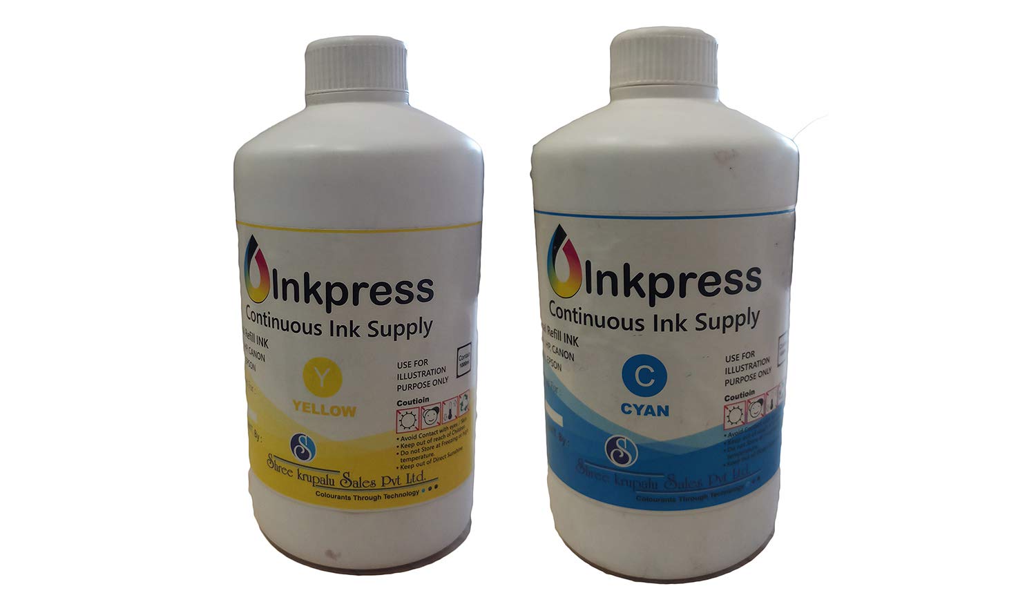 Inkpress Refill Ink for Printer (1000 Ml_Yellow & Cyan) Combo of 2