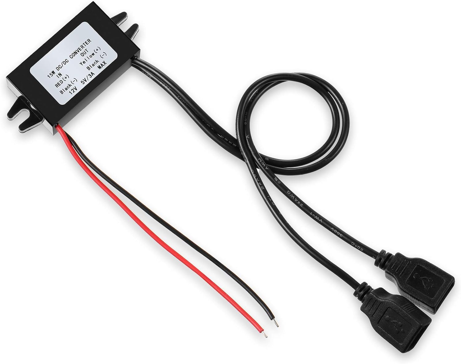Weewooday Direct Current Converter Voltage 12V to 5V 3A 15W Direct Current Buck Converter Module, Reduced Voltage Regulator Converter Car Power Converter Adapter with Dual USB Output Power Adapter : Electronics