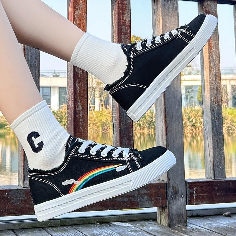 Rainbow Walking Shoes Canvas Y2K Walking Cute Sneakers for Women Thick Sole LGBTQ+ Parades Queer Party Pride Month2