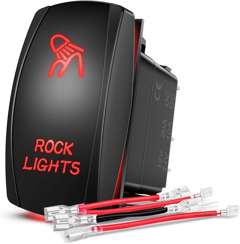 Interruptor basculante SPST Nilight de 5 pinos com LED para iluminação automotiva – 1 unidade