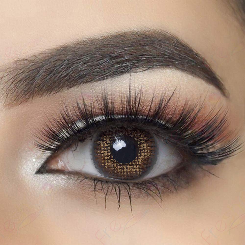 FreshGo 3 Tone Colored Eye Contact Lens Soft with Case - (Brown) Yearly Disposable