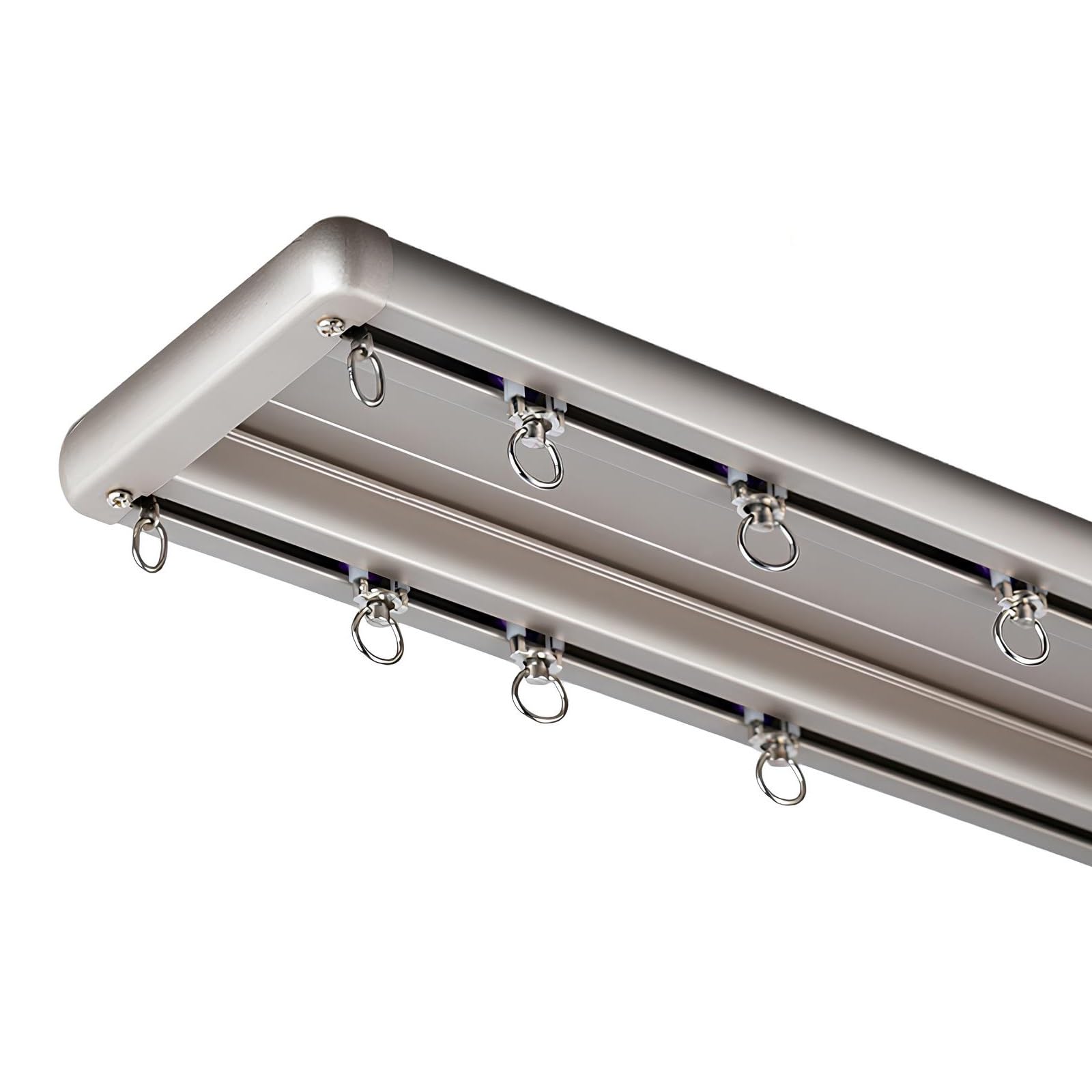 Xuqqu Apricot Heavy Duty Double Curtain Track Ceiling Mount, Thickened Aluminum Ceiling Track For Curtains, Double Curtain Rail With Silent Bearing Pulleys, Room Divider For Bedroom(,280Cm/2 * 140Cm)