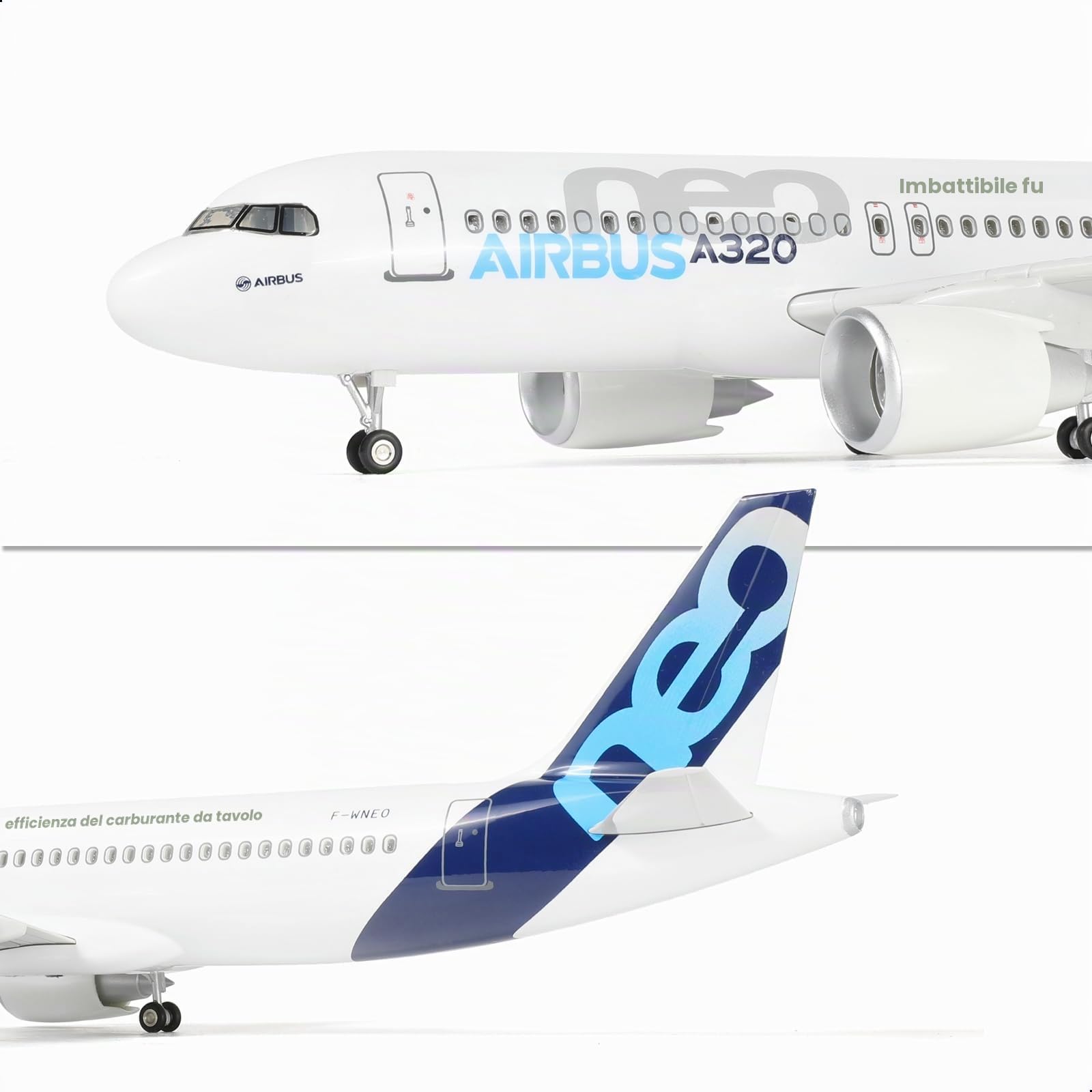Modello di aereo prototipo A320 in scala 1/100 per Airbus A320 con supporto (14"-L) Modello di aereo prefabbricato per adulti, regali creativi per l'aviazione, supporto da esposizione