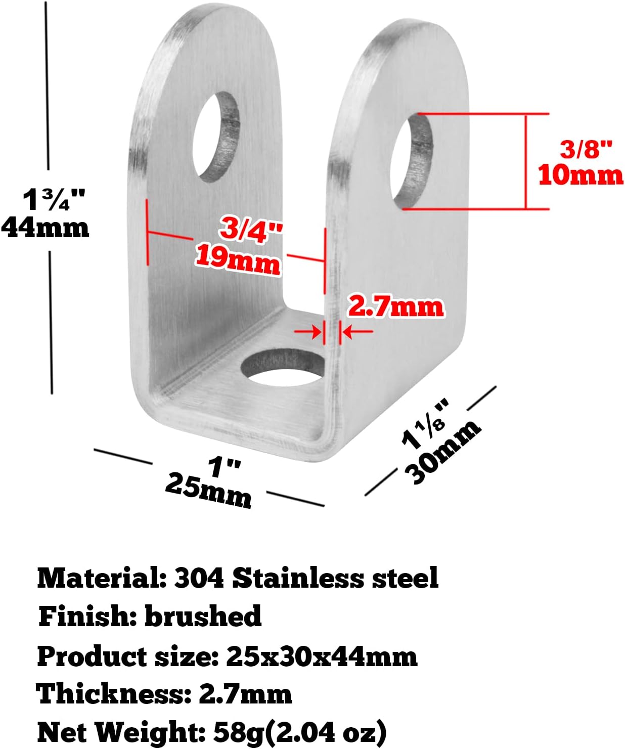 GBGS 10 Pcs U Bracket for 3/4" Panels,Bracket Stamped 304 Stainless Steel - Image 2